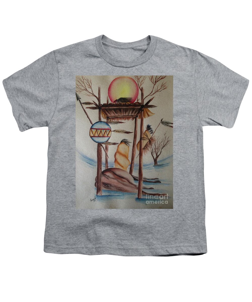 Native American Youth T-Shirt featuring the painting Final Farewell by Karen Ferrand Carroll