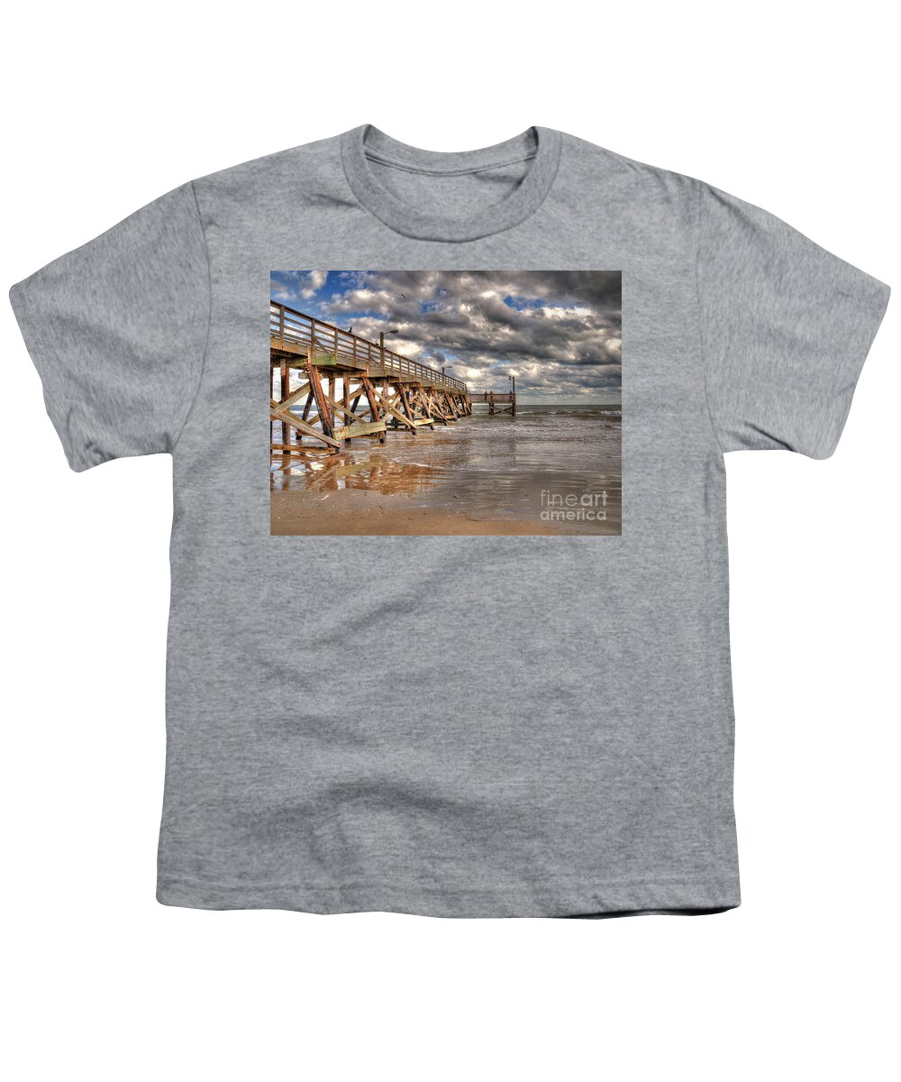 North Texas Youth T-Shirt featuring the photograph Fishing Pier by Savannah Gibbs