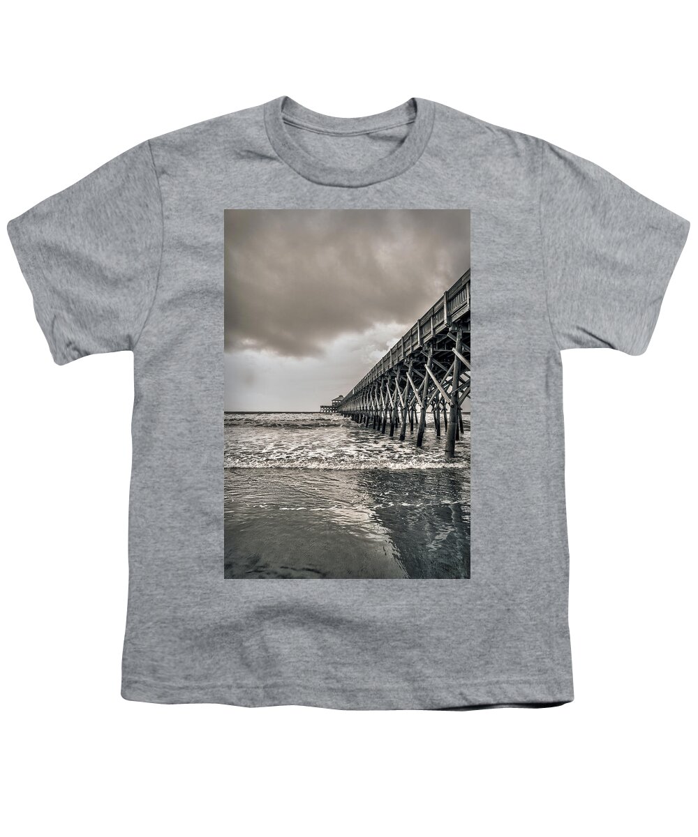 Folly Beach Youth T-Shirt featuring the photograph Folly Beach Pier by Sennie Pierson
