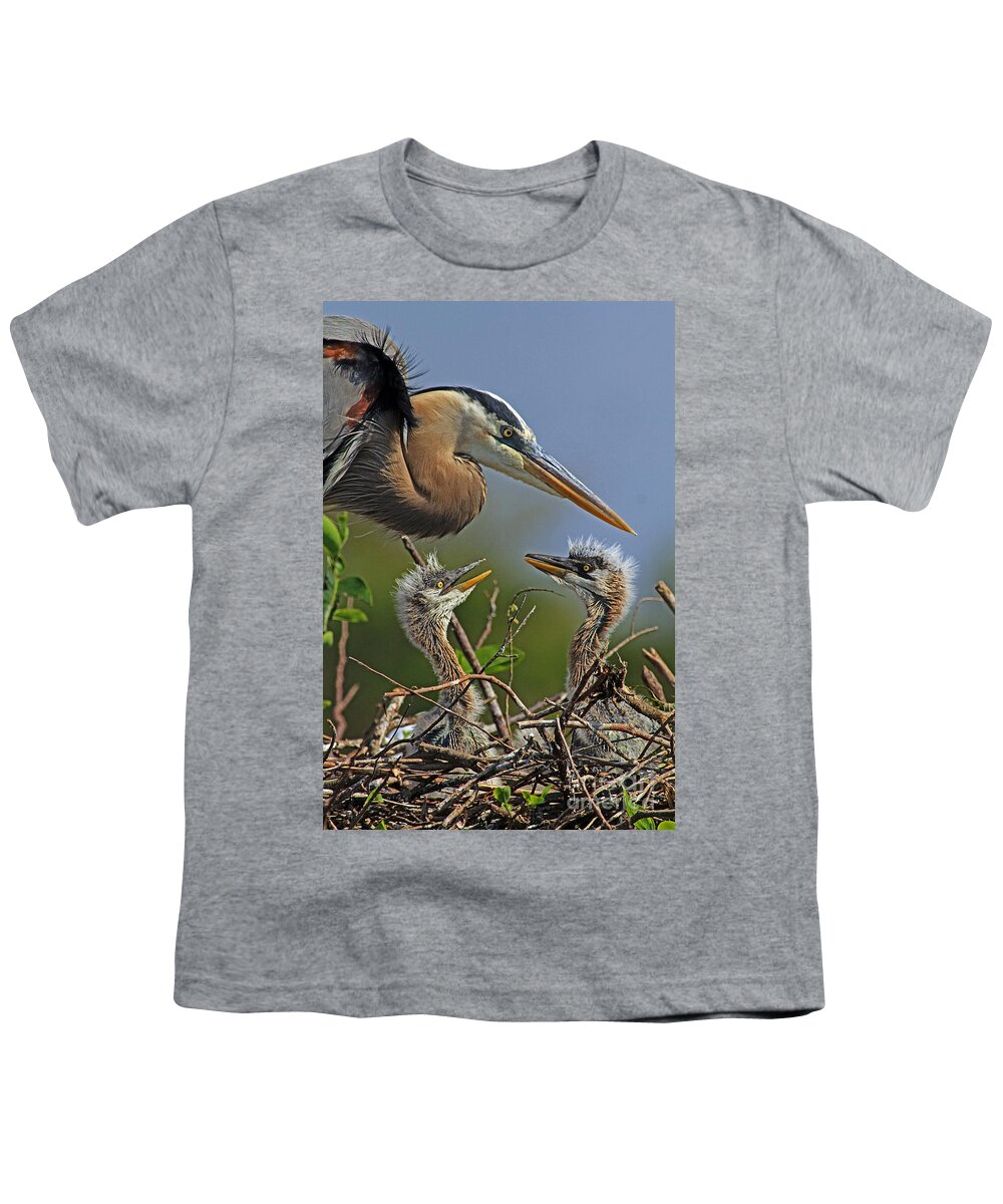 Great Blue Heron Youth T-Shirt featuring the photograph Great Blue Heron Twins by Larry Nieland