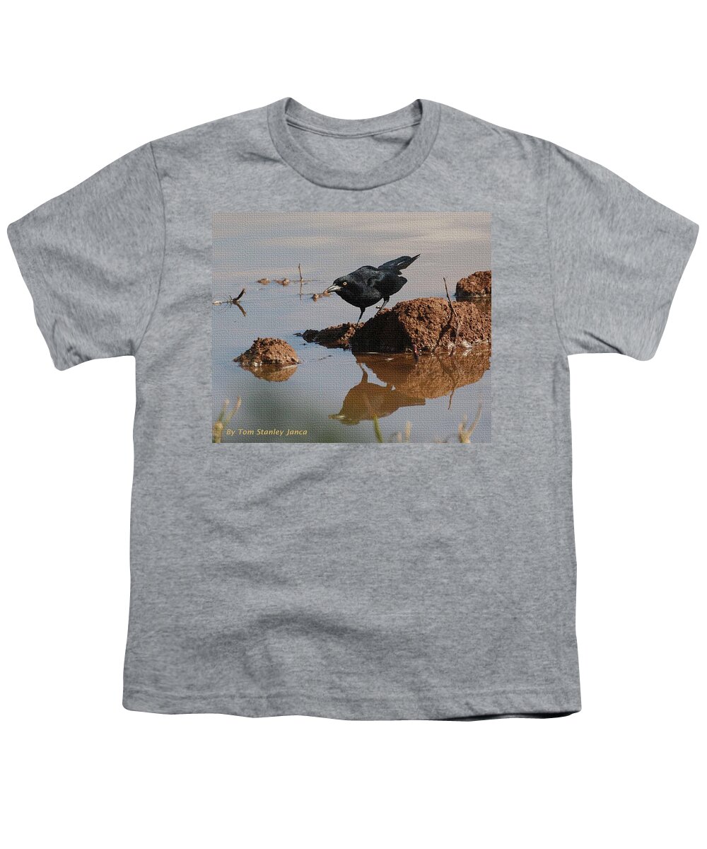 Grackle Youth T-Shirt featuring the photograph Grackle Looking For Food by Tom Janca
