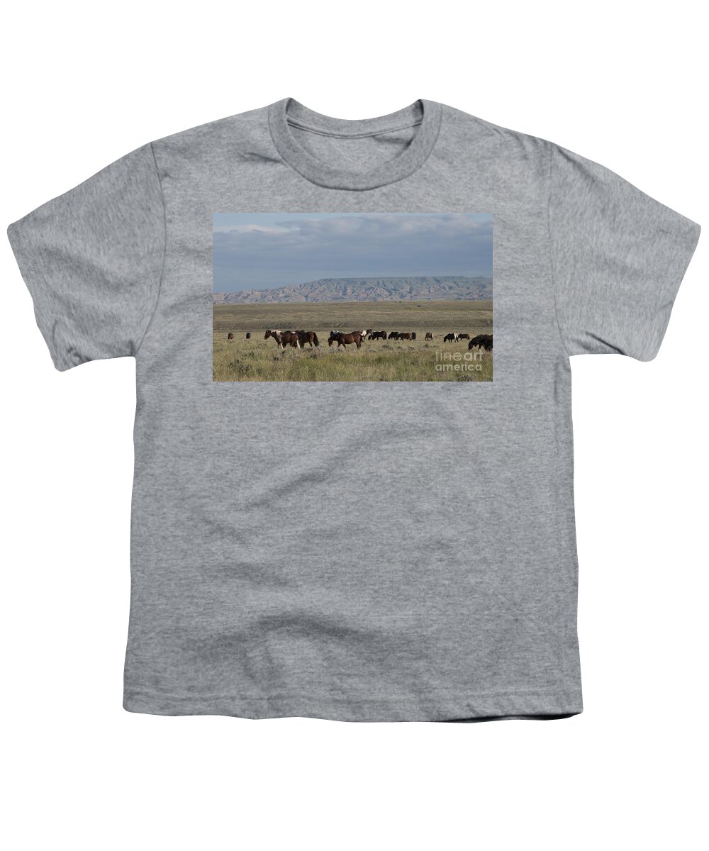 America Youth T-Shirt featuring the photograph Herd of Wild Horses by Juli Scalzi
