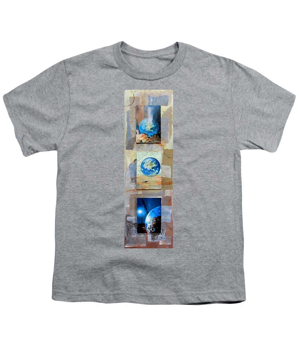 World Youth T-Shirt featuring the mixed media Hope for Humanity by Anita Burgermeister