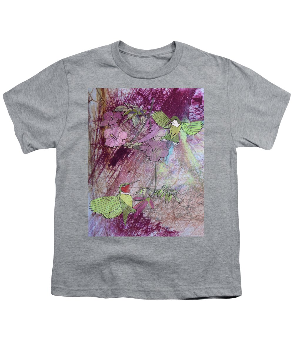 Mixed Media Youth T-Shirt featuring the mixed media Humming Bird by Donna Walsh