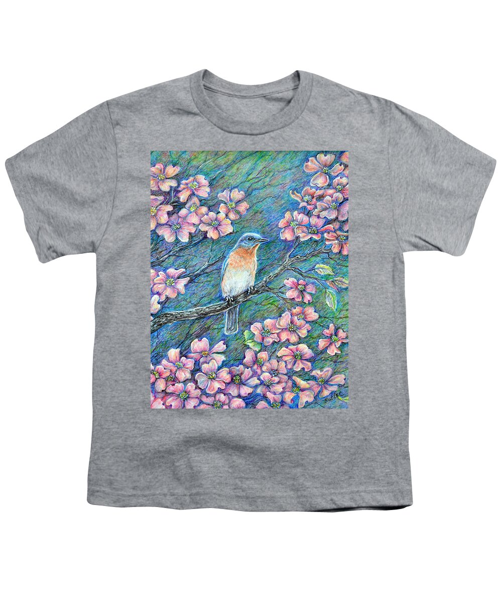 Bluebird Youth T-Shirt featuring the drawing In The Pink by Gail Butler