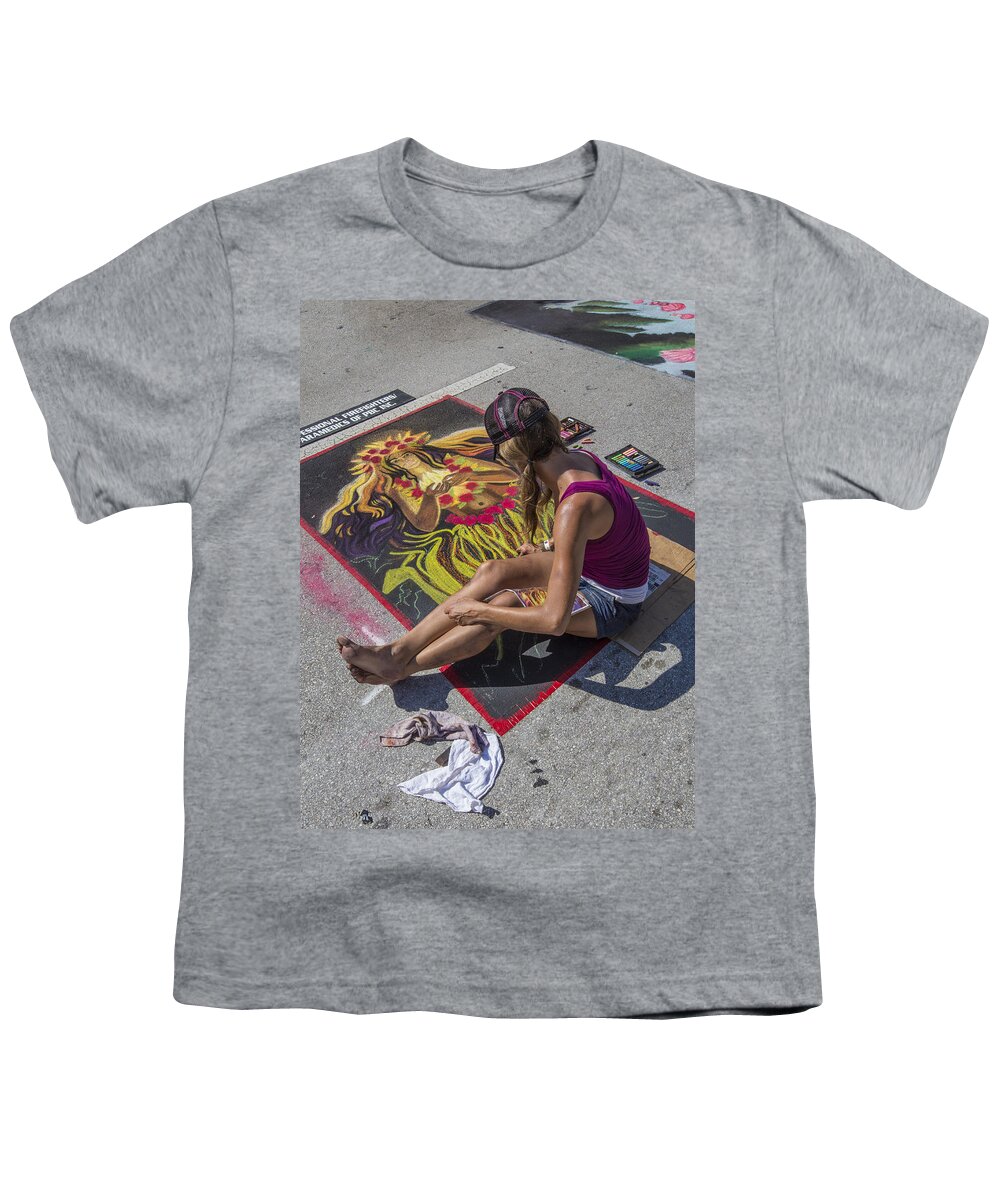 Florida Youth T-Shirt featuring the photograph Lake Worth Street Painting Festival by Debra and Dave Vanderlaan