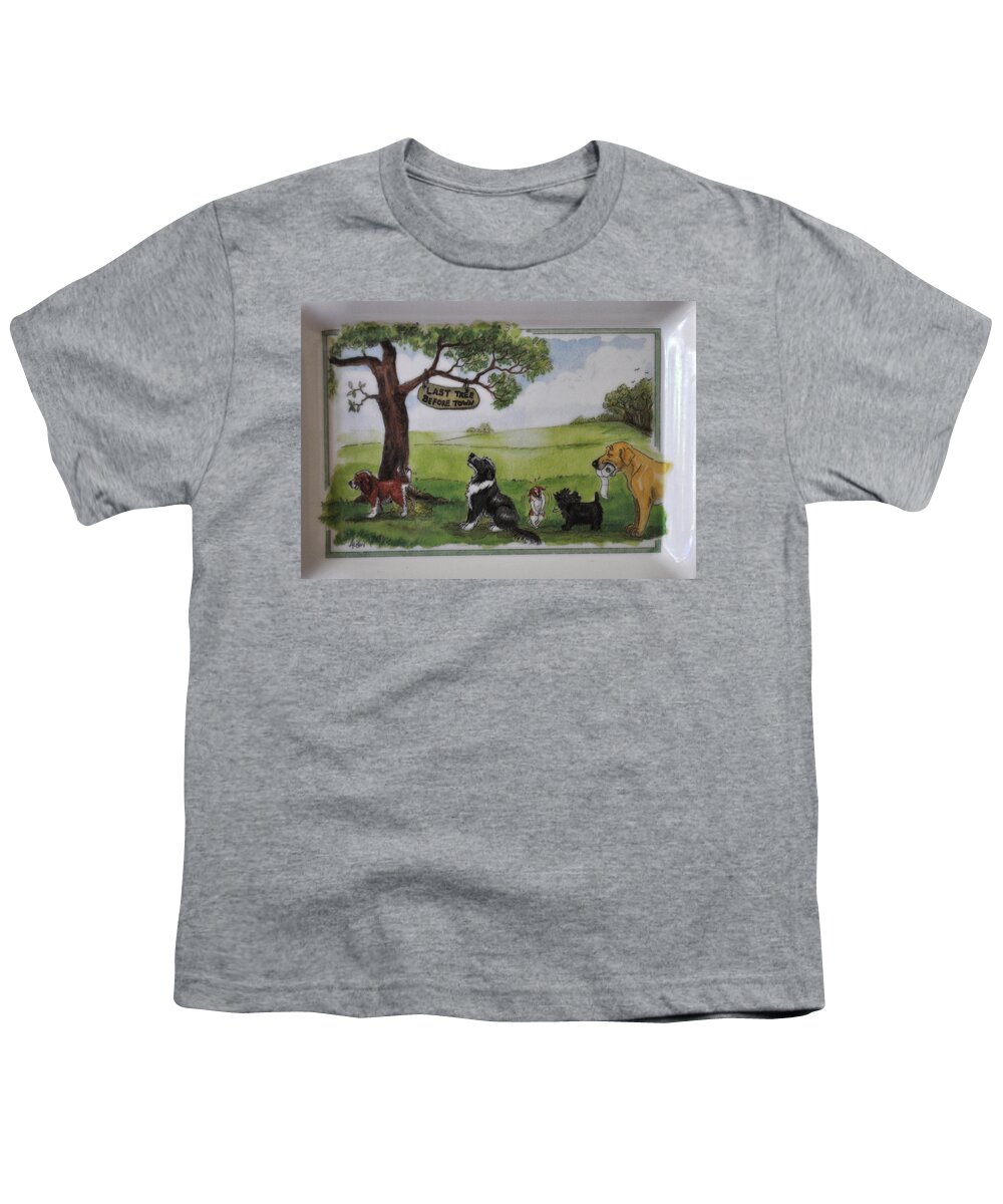 Animals Youth T-Shirt featuring the photograph Last Tree Dogs Waiting In Line by Jay Milo