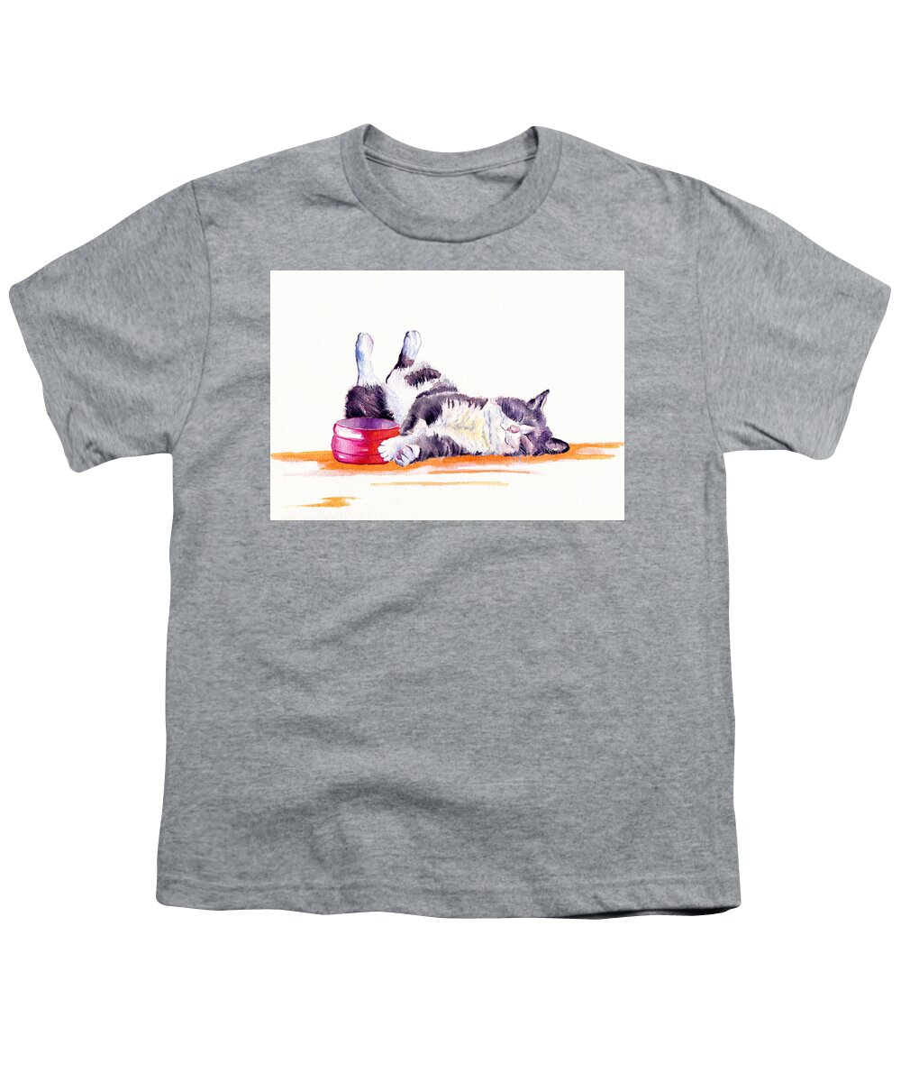 Cat Youth T-Shirt featuring the painting Lunch Break by Debra Hall