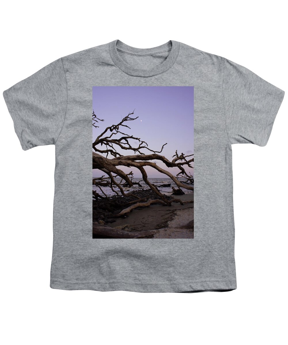 Tree Youth T-Shirt featuring the photograph Moon over Jekyll by Laurie Perry
