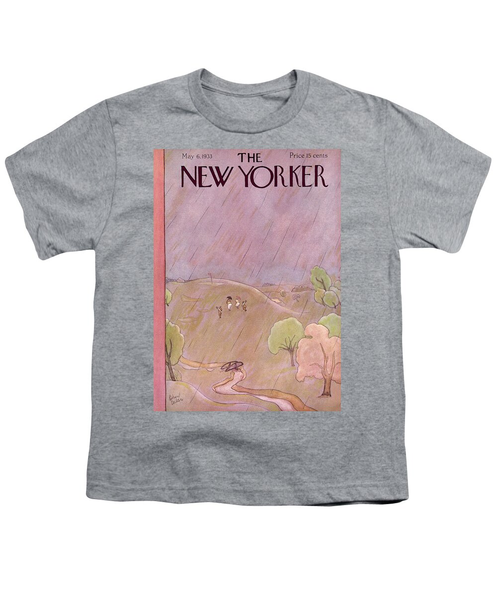 Rain Youth T-Shirt featuring the painting New Yorker May 6th, 1933 by Richard Decker