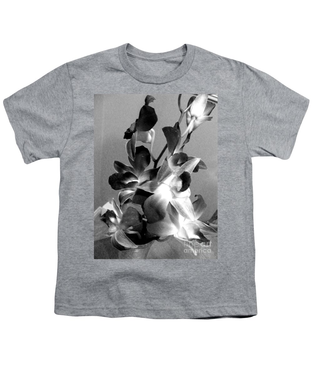 Black And White Photography Youth T-Shirt featuring the photograph Orchids 2 BW by Barbara A Griffin