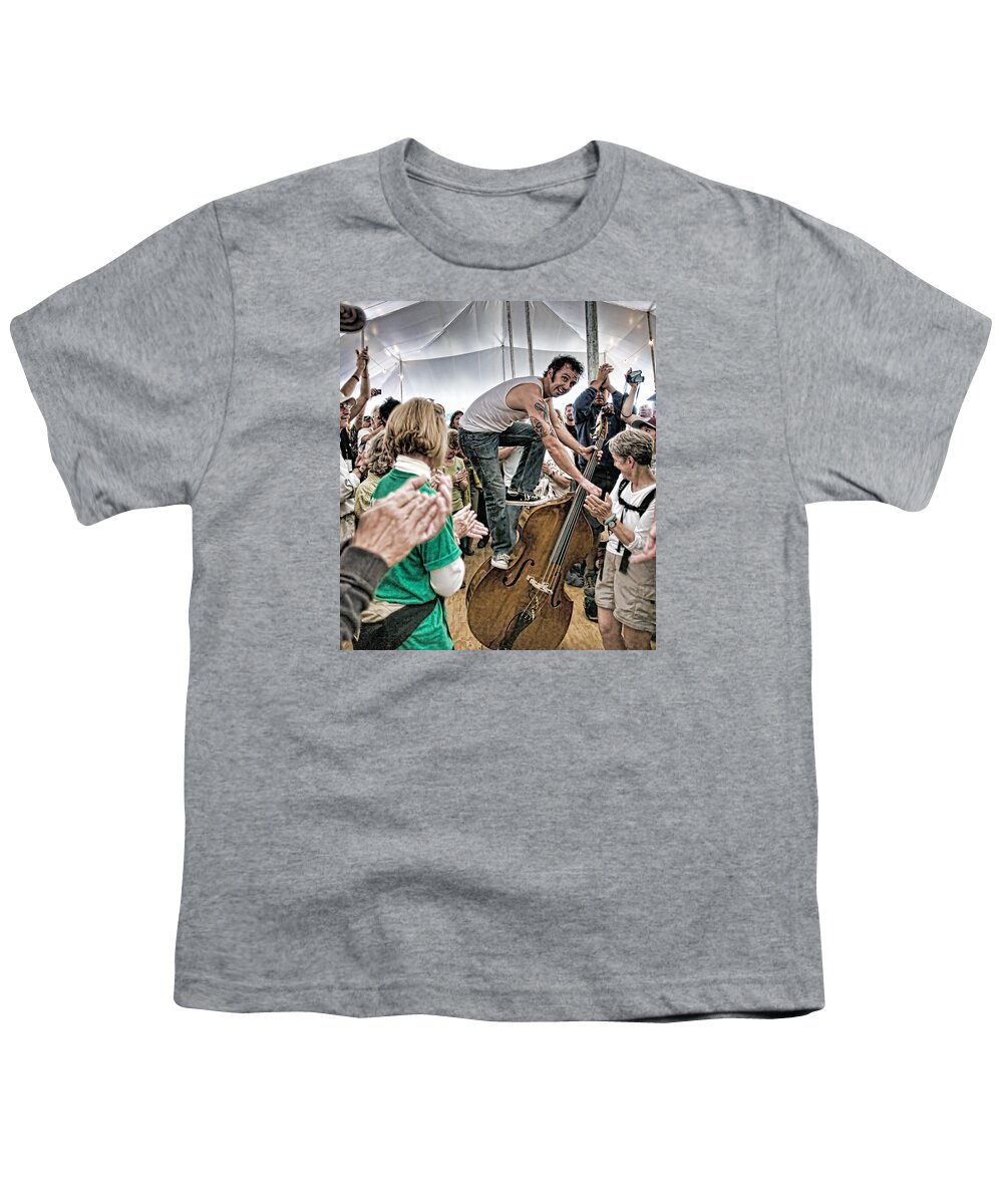 The Lost Bayou Ramblers Youth T-Shirt featuring the photograph The Lost Bayou Ramblers Pleasing the Crowd by Ginger Wakem