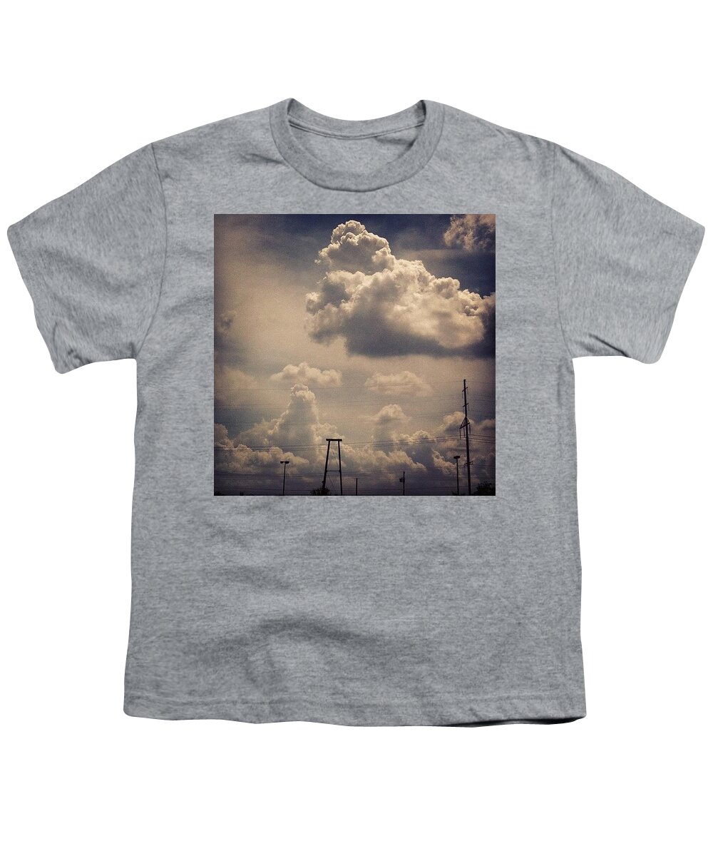 Clouds Youth T-Shirt featuring the photograph Poofy Clouds Today by Katie Cupcakes
