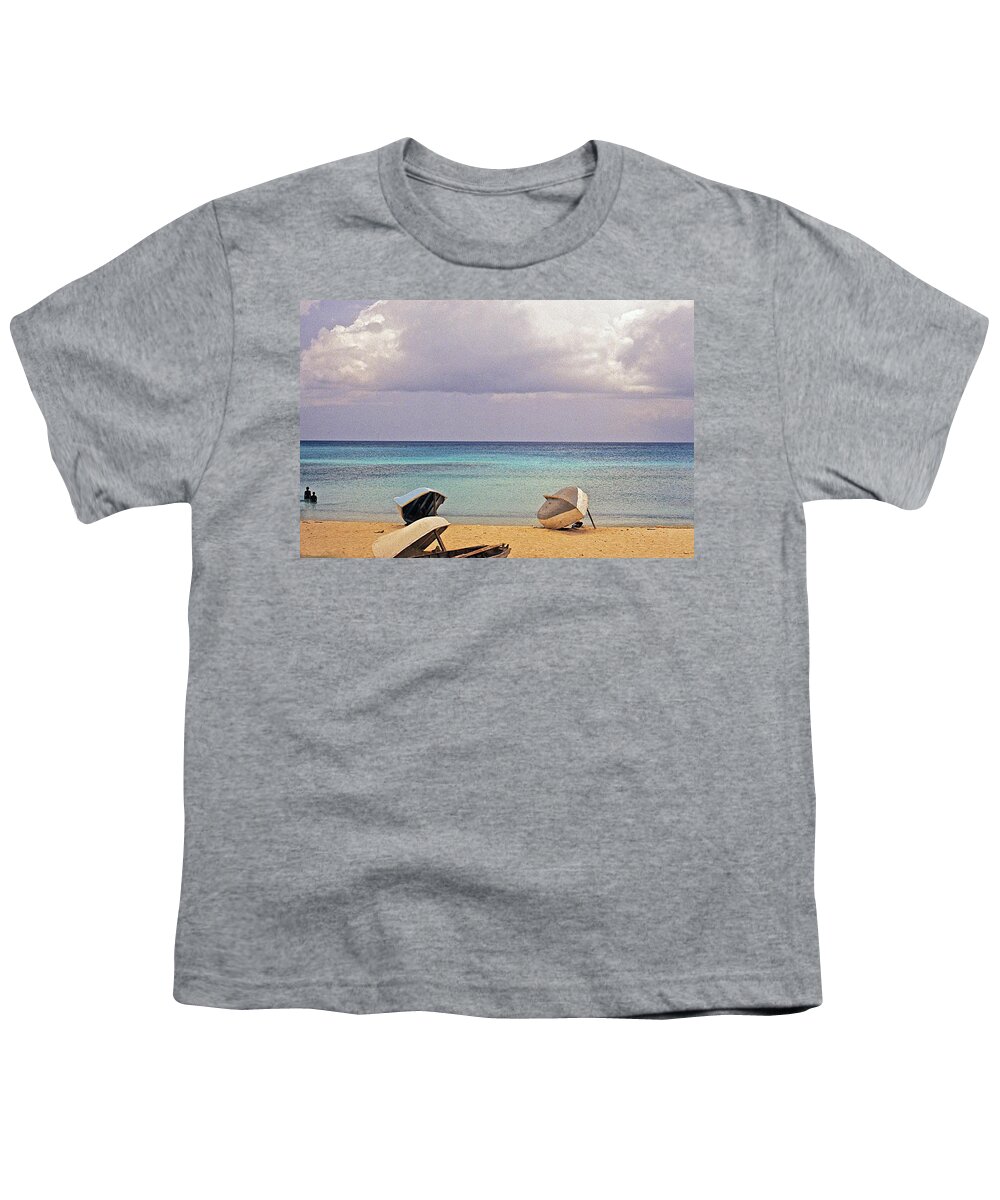 Barbados Youth T-Shirt featuring the photograph Rowboats on a Barbados Beach by Stuart Litoff