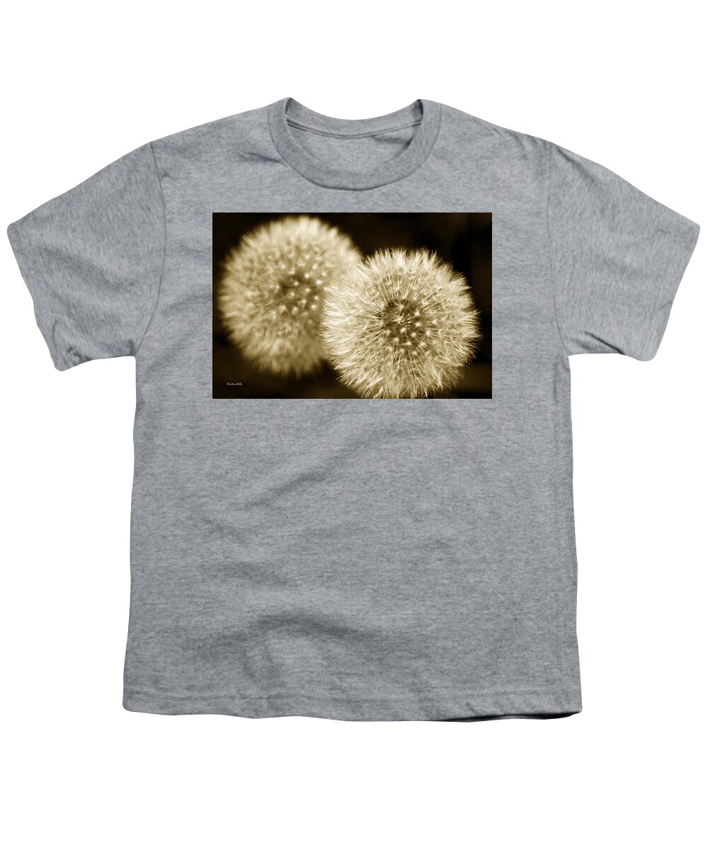 Dandelions Youth T-Shirt featuring the photograph Sepia Dandelions by Christina Rollo