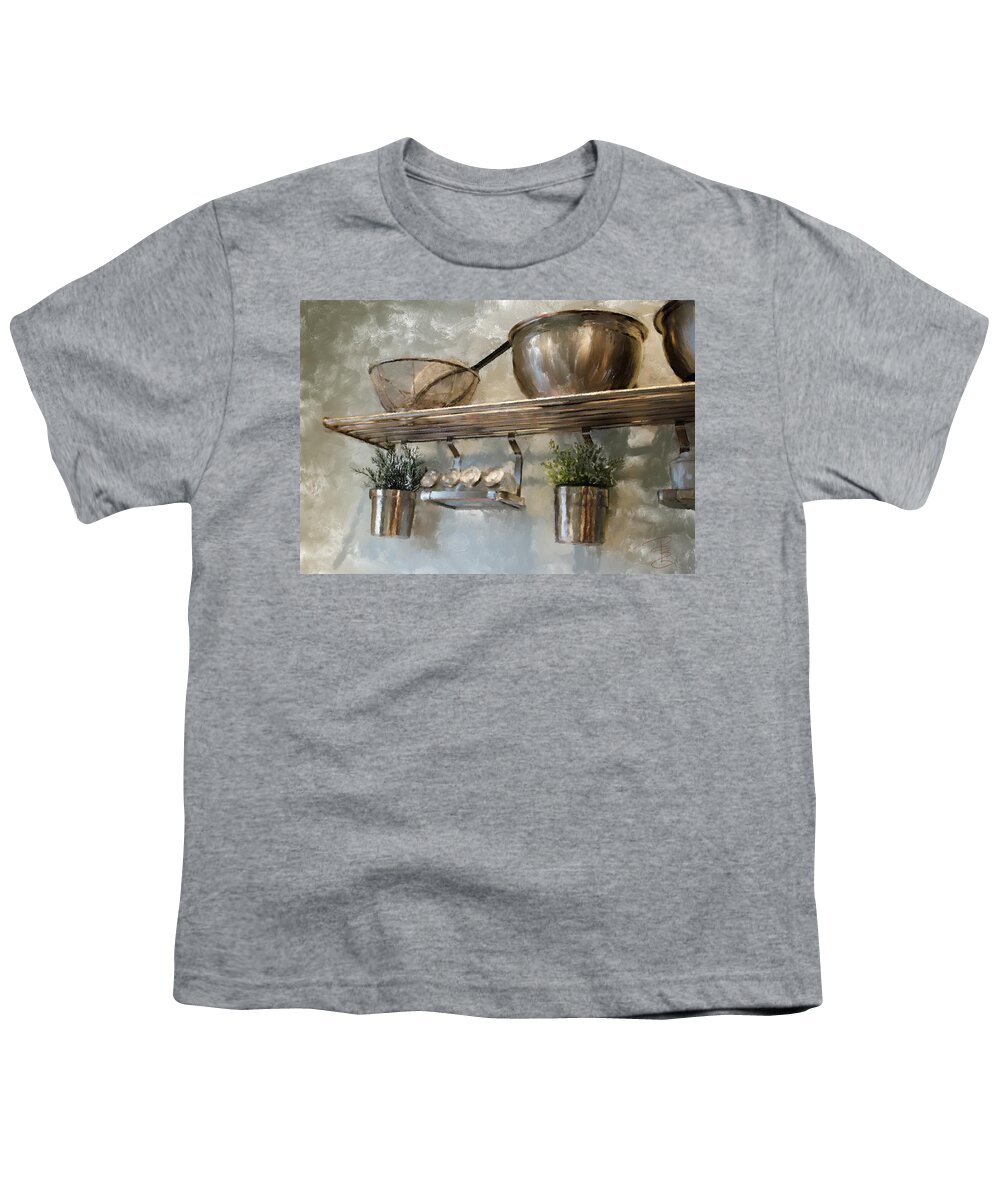 Background Youth T-Shirt featuring the digital art Silver bowls by Debra Baldwin