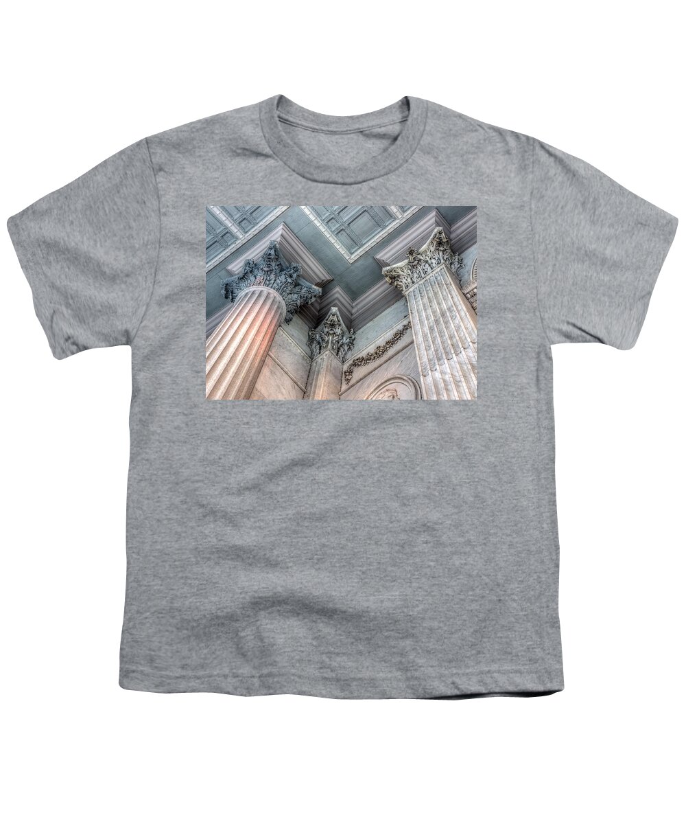 1903 Youth T-Shirt featuring the photograph State House Exterior Columns by Rob Sellers
