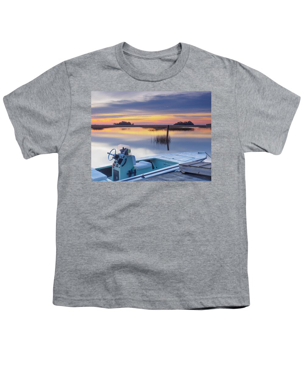Sunrise Youth T-Shirt featuring the photograph Sunrise Art Photograph - Hells Bay Marquesa Boat By Jo Ann Tomaselli by Jo Ann Tomaselli