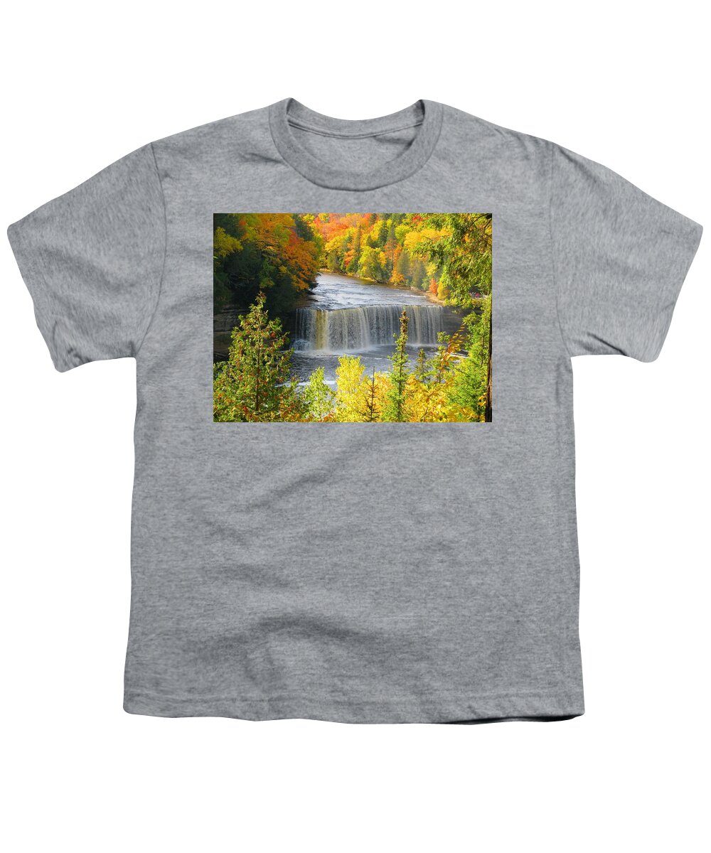 Waterfall Youth T-Shirt featuring the photograph Tahquamenon Falls in October by Keith Stokes