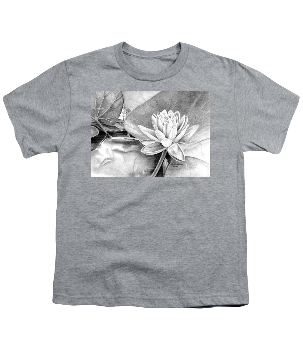 Water Lilly Youth T-Shirt featuring the drawing Water Lilly by Laurianna Taylor