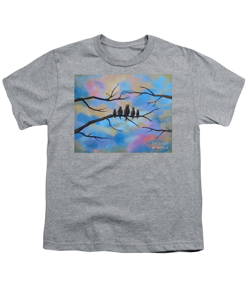 Birds Youth T-Shirt featuring the painting Motherhood by Stacey Zimmerman