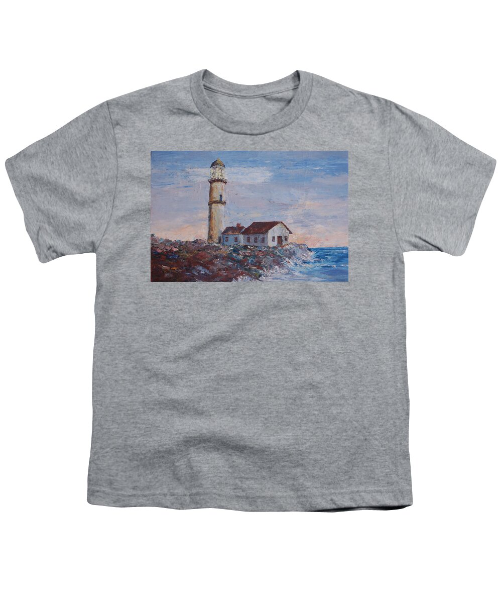 Landscape Youth T-Shirt featuring the painting On the Rocks by AnnaJo Vahle