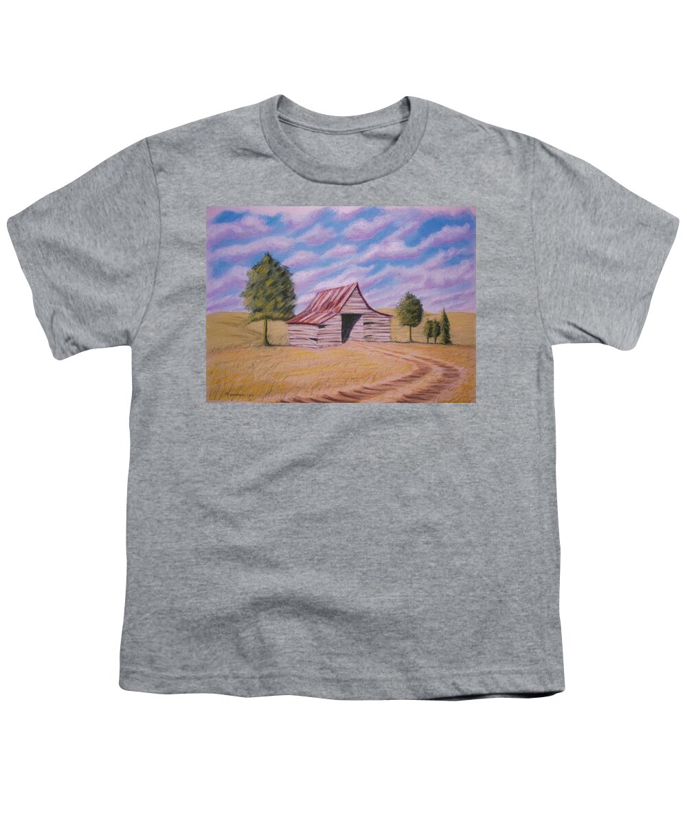 Pastel Youth T-Shirt featuring the pastel Tractor Shed by Stacy C Bottoms