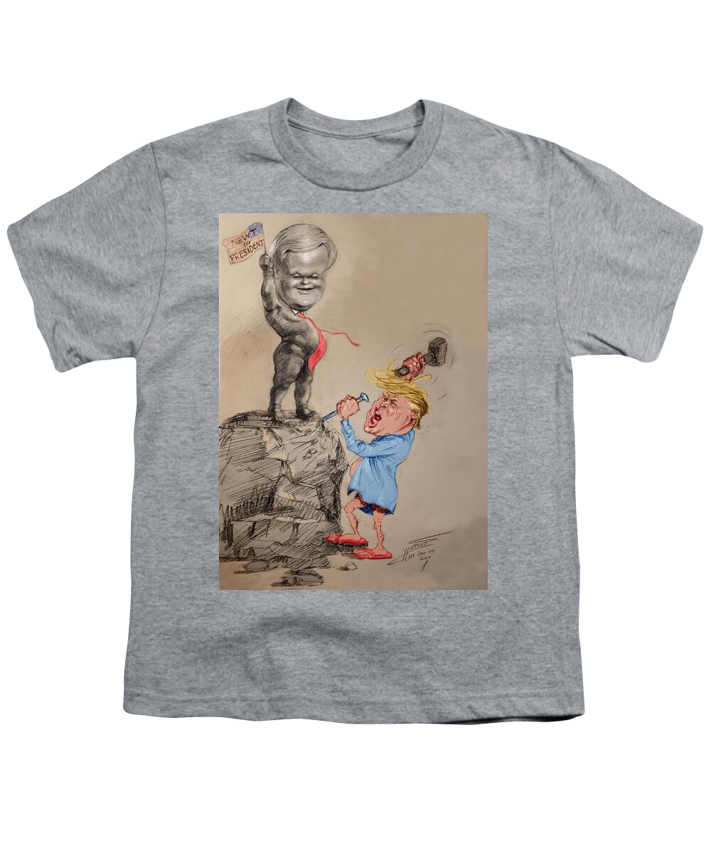 Donald Trump Youth T-Shirt featuring the drawing Trump Shaping Up the Future by Ylli Haruni