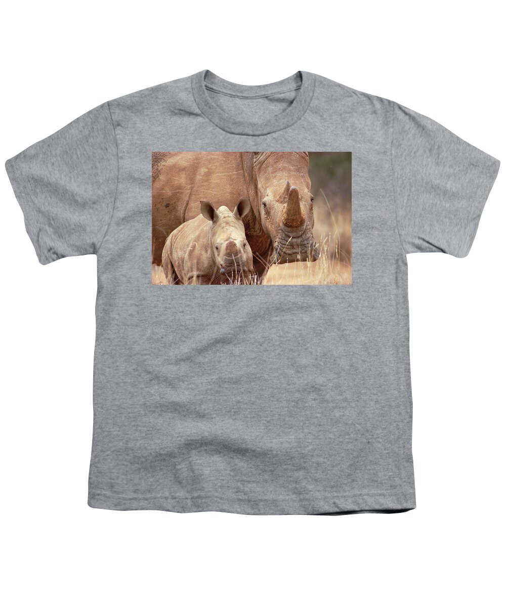 Mp Youth T-Shirt featuring the photograph White Rhinoceros Ceratotherium Simum by Gerry Ellis