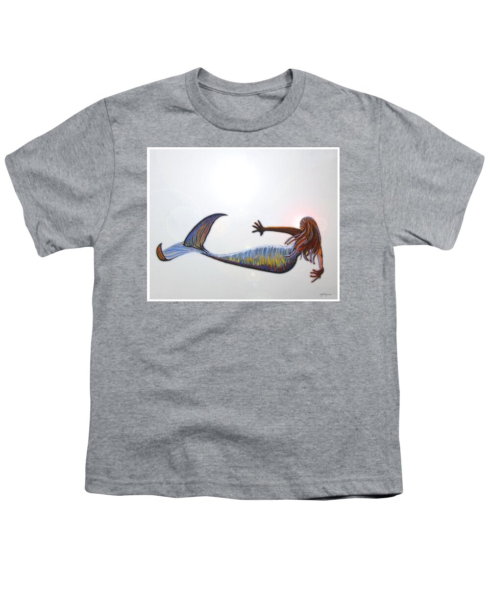 Mermaid Youth T-Shirt featuring the mixed media Mermaid #1 by W Gilroy