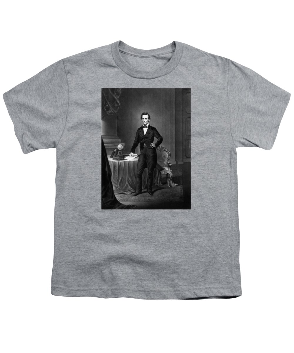 Abraham Lincoln Youth T-Shirt featuring the mixed media President Abraham Lincoln #2 by War Is Hell Store