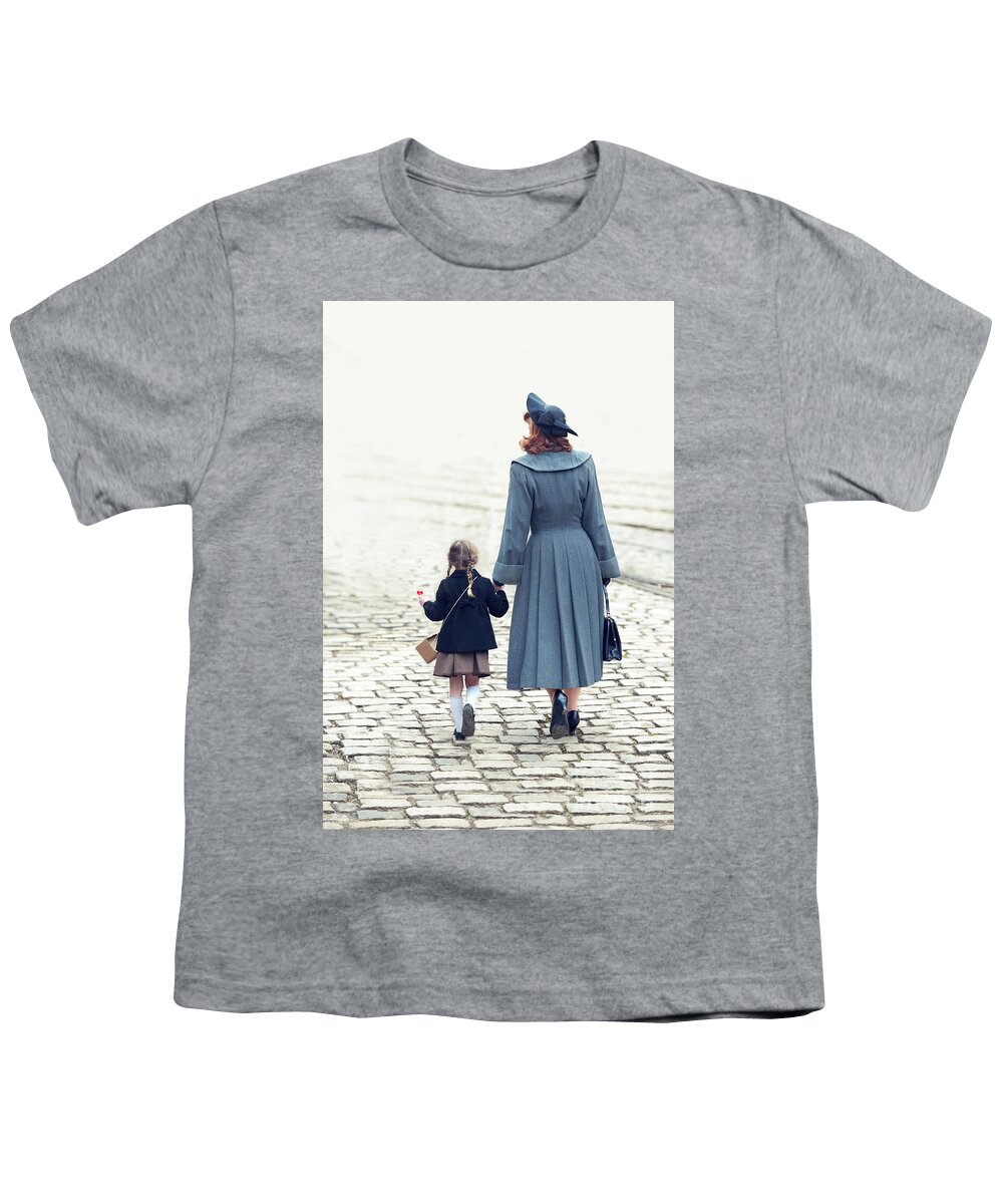 1940s Youth T-Shirt featuring the photograph 1940s Mother And Daughter by Lee Avison