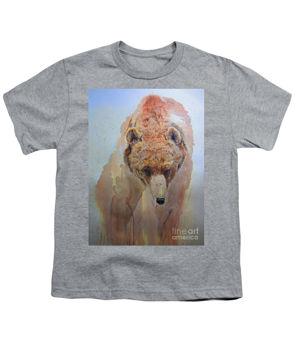 Grizzly Bear Youth T-Shirt featuring the painting Grizzly #2 by Laurianna Taylor