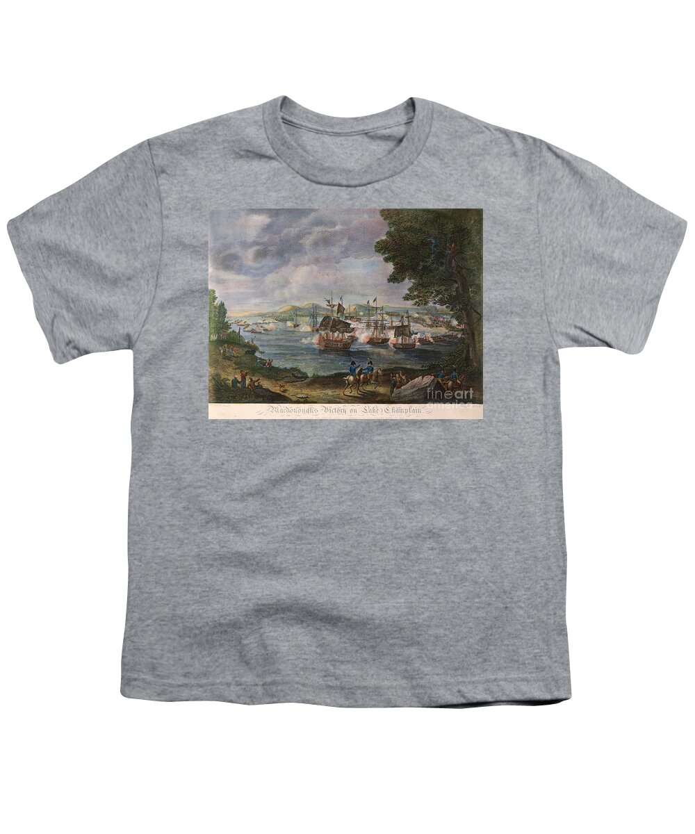 1814 Youth T-Shirt featuring the drawing Battle Of Lake Champlain #6 by Granger