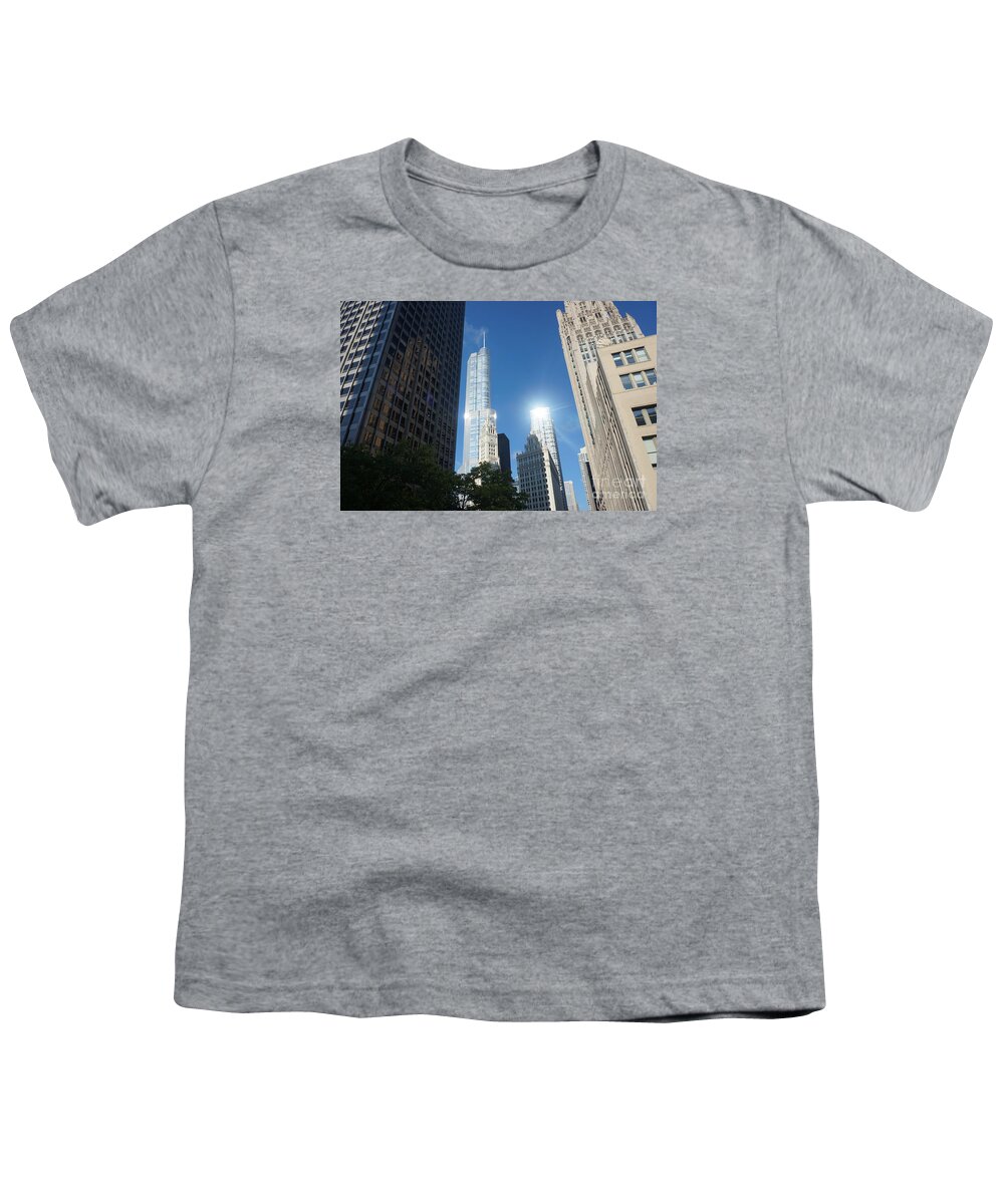 City Of Chicago Landscape - Michigan Lake In Illinois By Adam Asar Youth T-Shirt featuring the painting City of Chicago Landscape - Michigan Lake in Illinois by Adam Asar #30 by Celestial Images