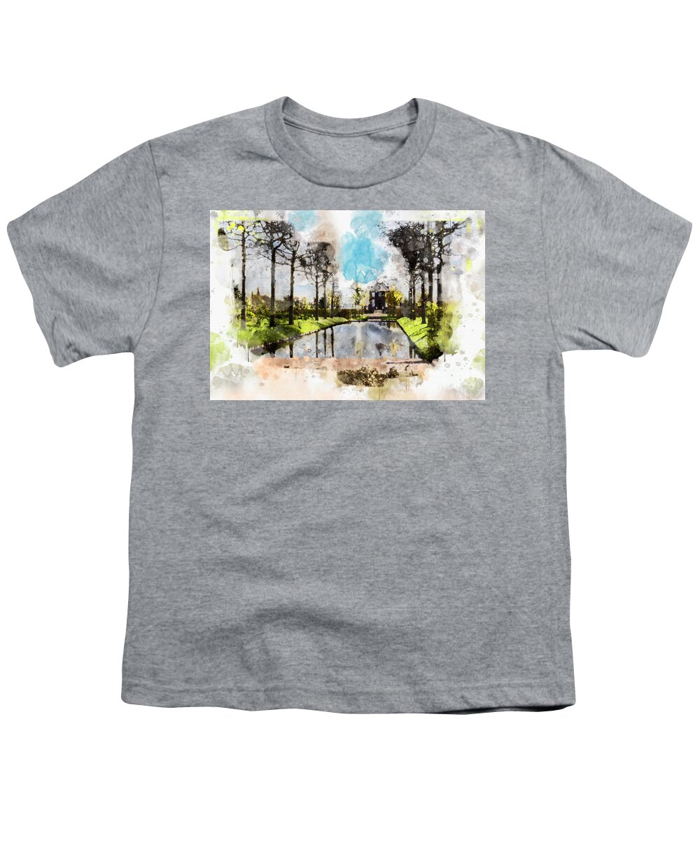 Village Youth T-Shirt featuring the digital art City Life In Watercolor Style #5 by Ariadna De Raadt
