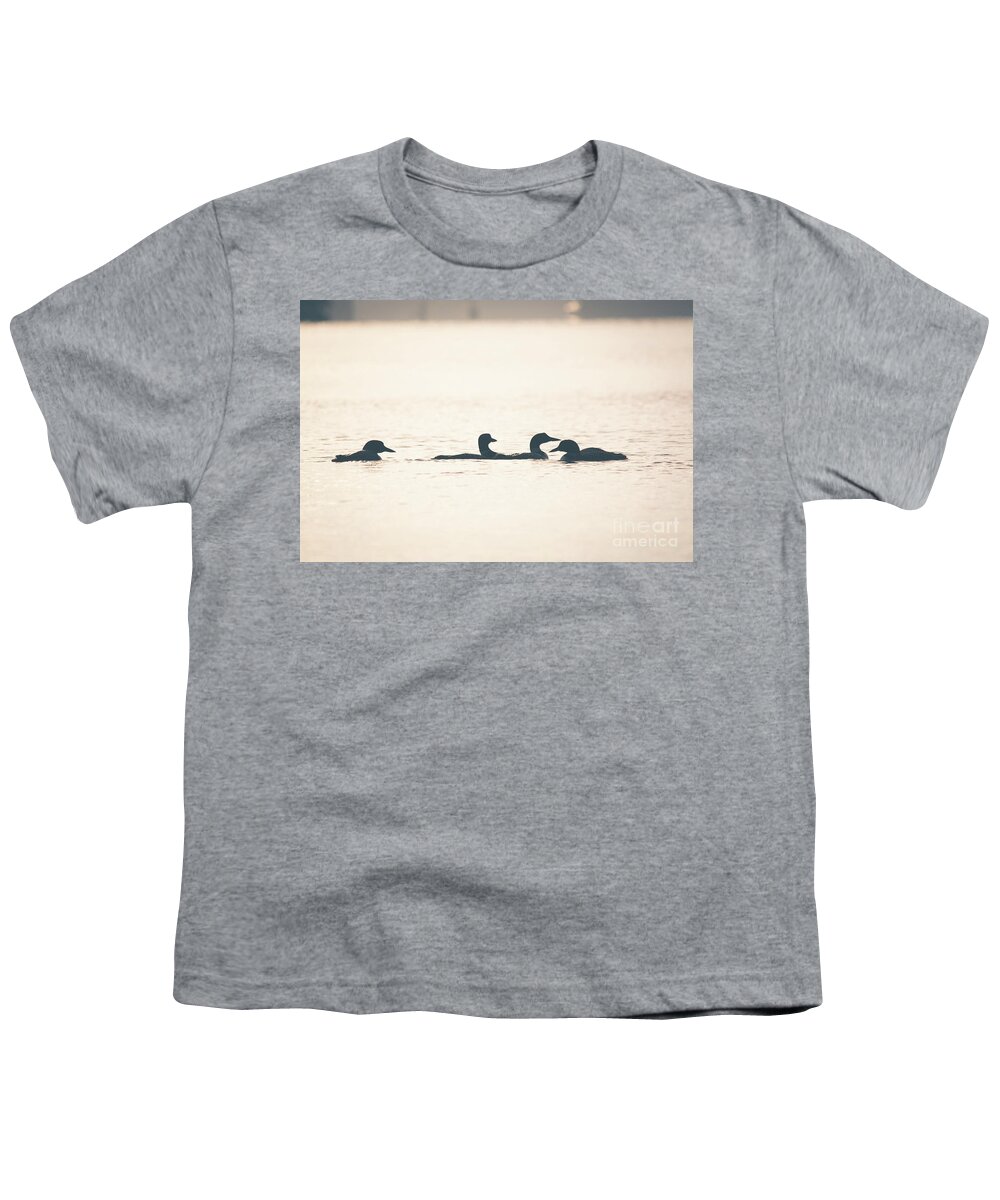 Cheryl Baxter Photography Youth T-Shirt featuring the photograph 4 Loon Silhouettes by Cheryl Baxter