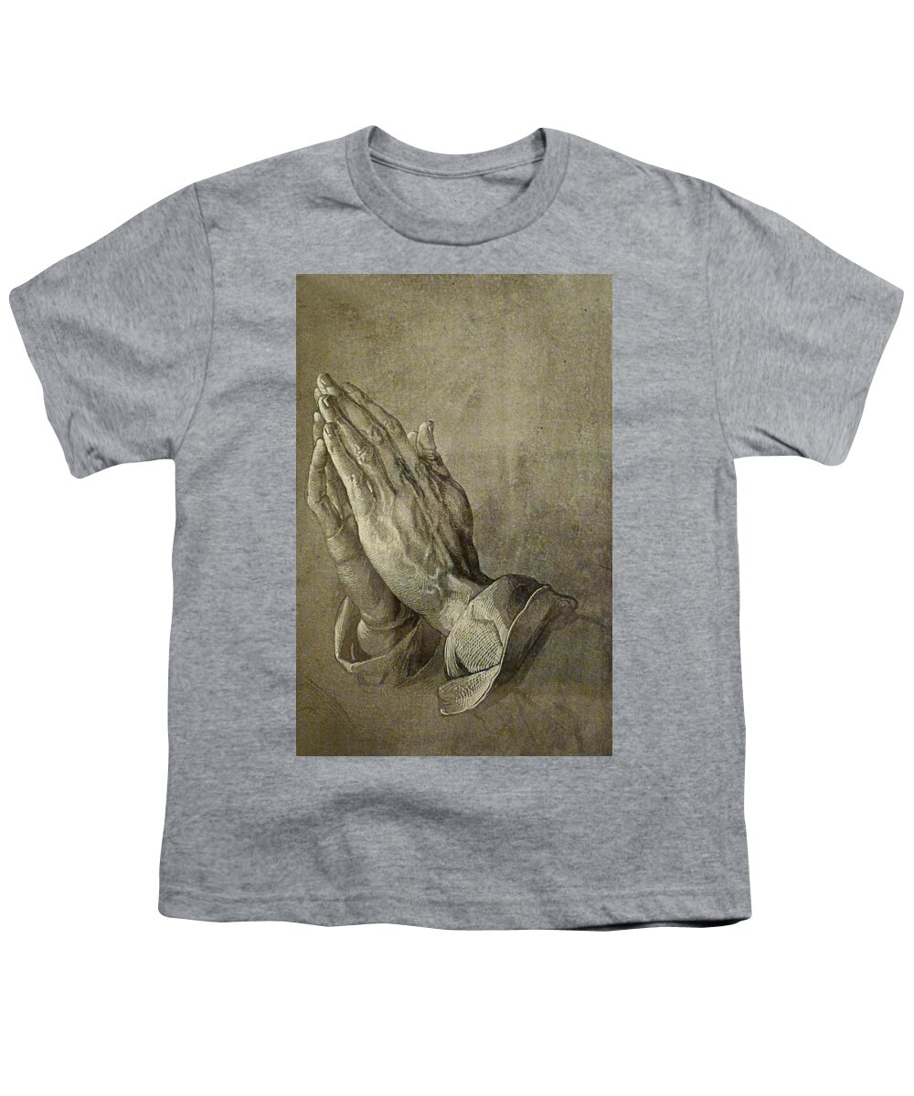 Praying Youth T-Shirt featuring the drawing Praying Hands #11 by Albrecht Durer