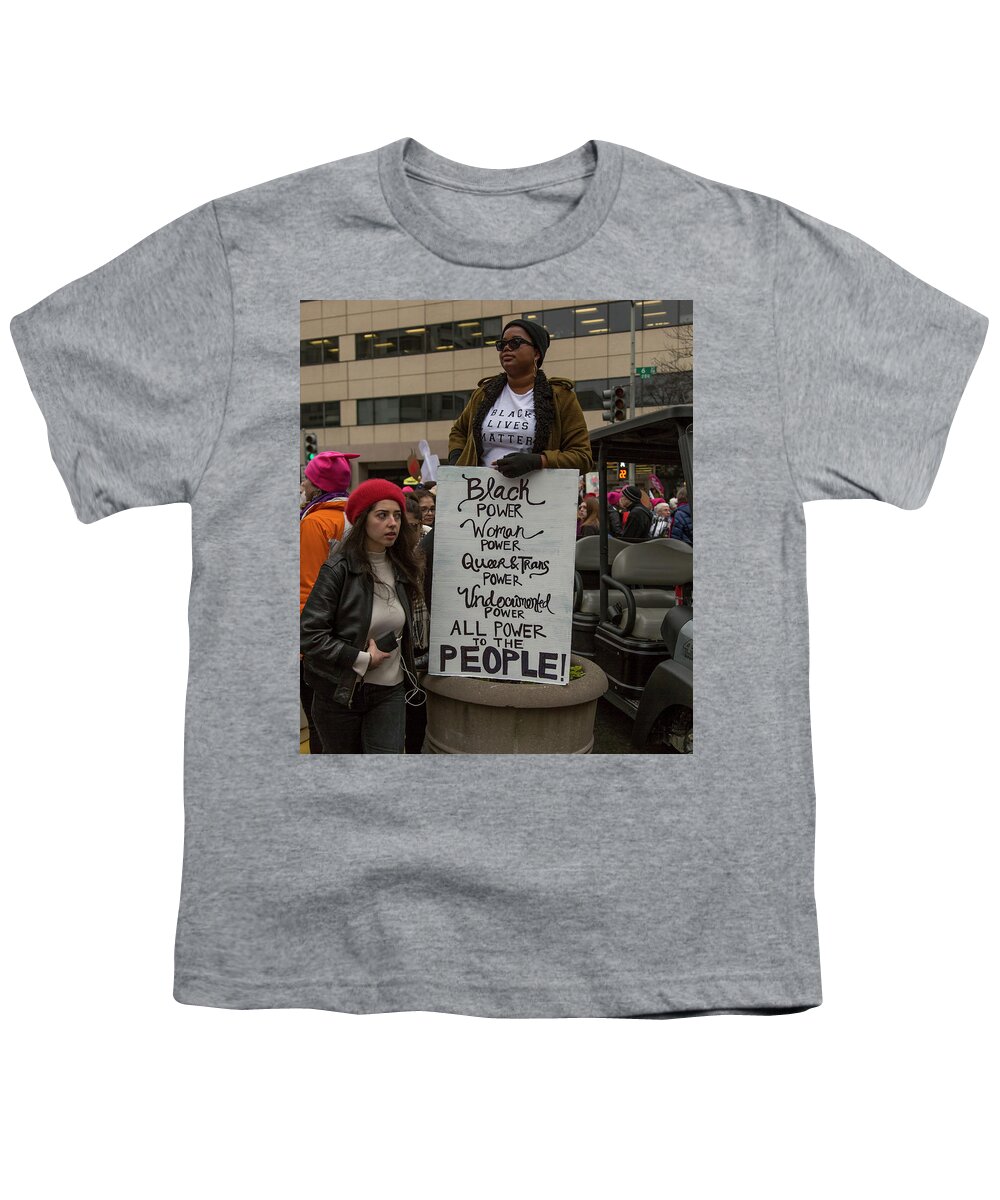 March Youth T-Shirt featuring the photograph Women's March, Washington DC, 2016 #7 by Kathleen McGinley