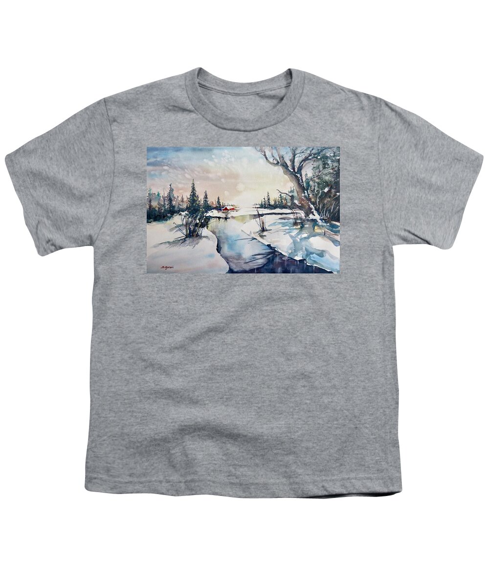 A Taste Of Winter Youth T-Shirt featuring the painting A Taste Of Winter by Geni Gorani