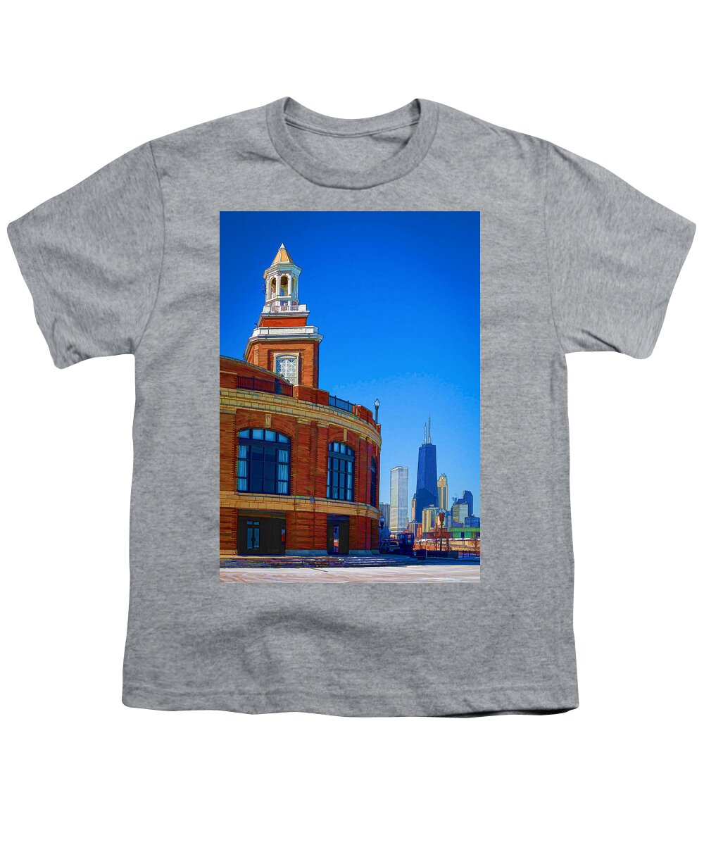 Navy Pier Youth T-Shirt featuring the photograph A Textured Navy Pier by Kathleen Scanlan