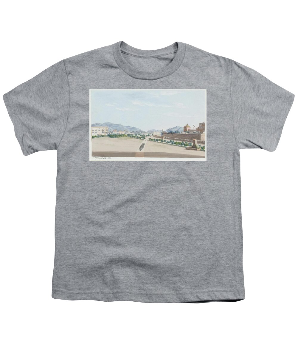 Zerilli Youth T-Shirt featuring the painting A view of a castle or a fortress by Francesco
