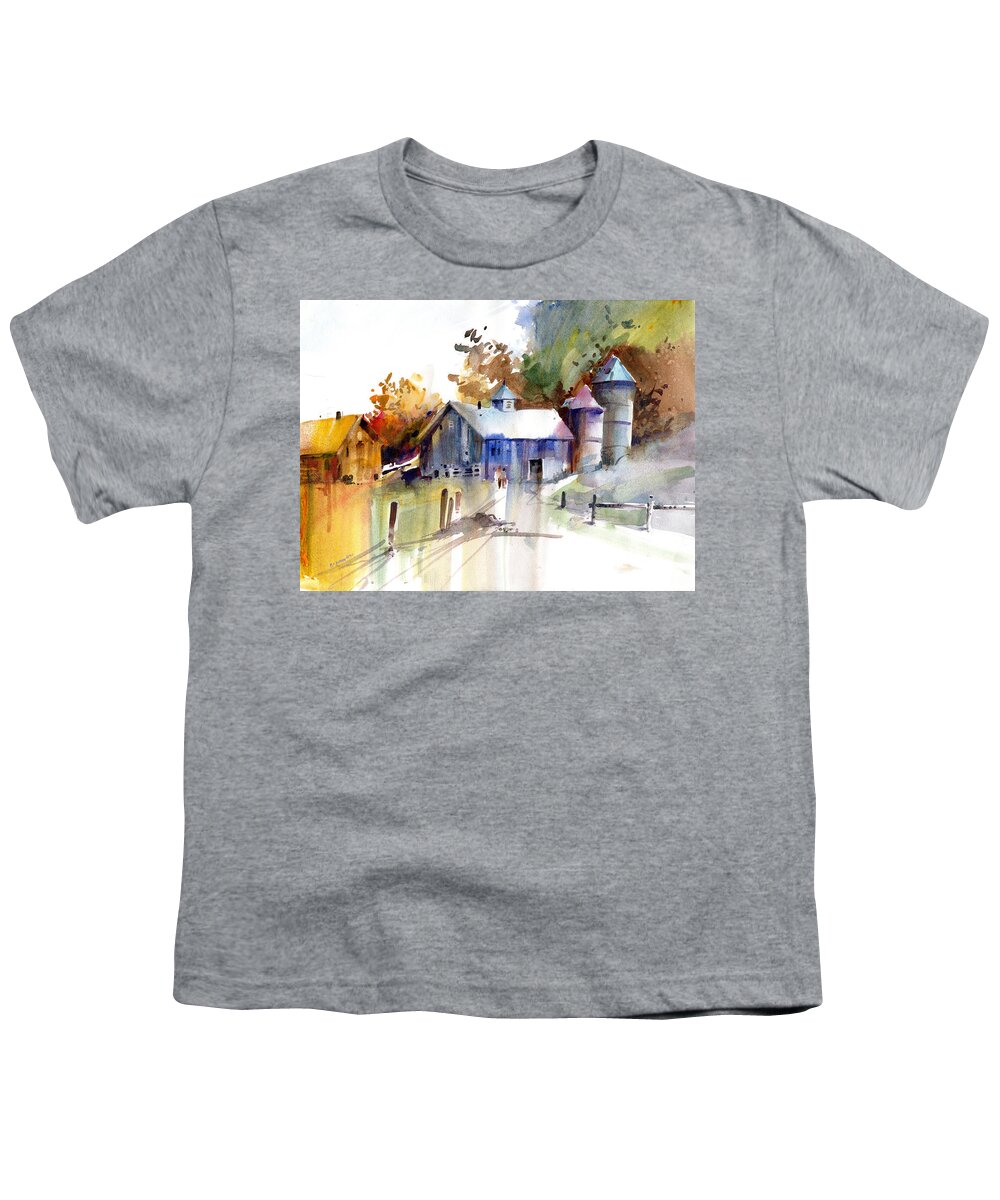 New England Scenes Youth T-Shirt featuring the painting A Walk to the Barn by P Anthony Visco