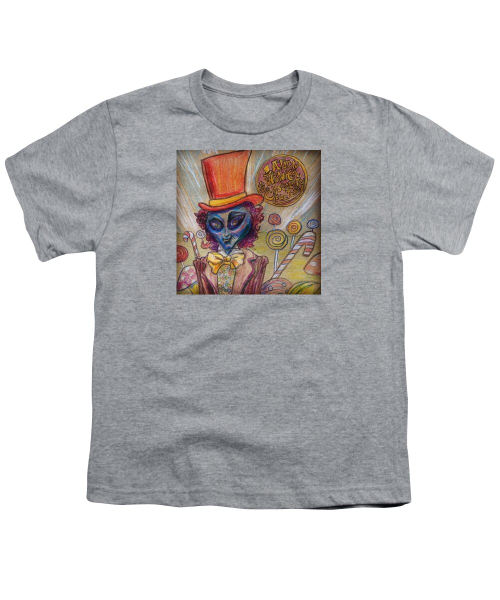 Willie Wonka & The Chocolate Factory Youth T-Shirt featuring the drawing Alien Wonka and the Chocolate Factory by Similar Alien