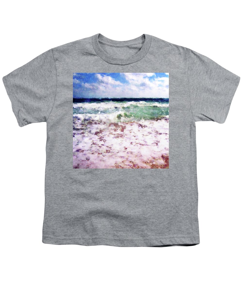 Photography Youth T-Shirt featuring the digital art Atlantic Ocean Waves by Phil Perkins