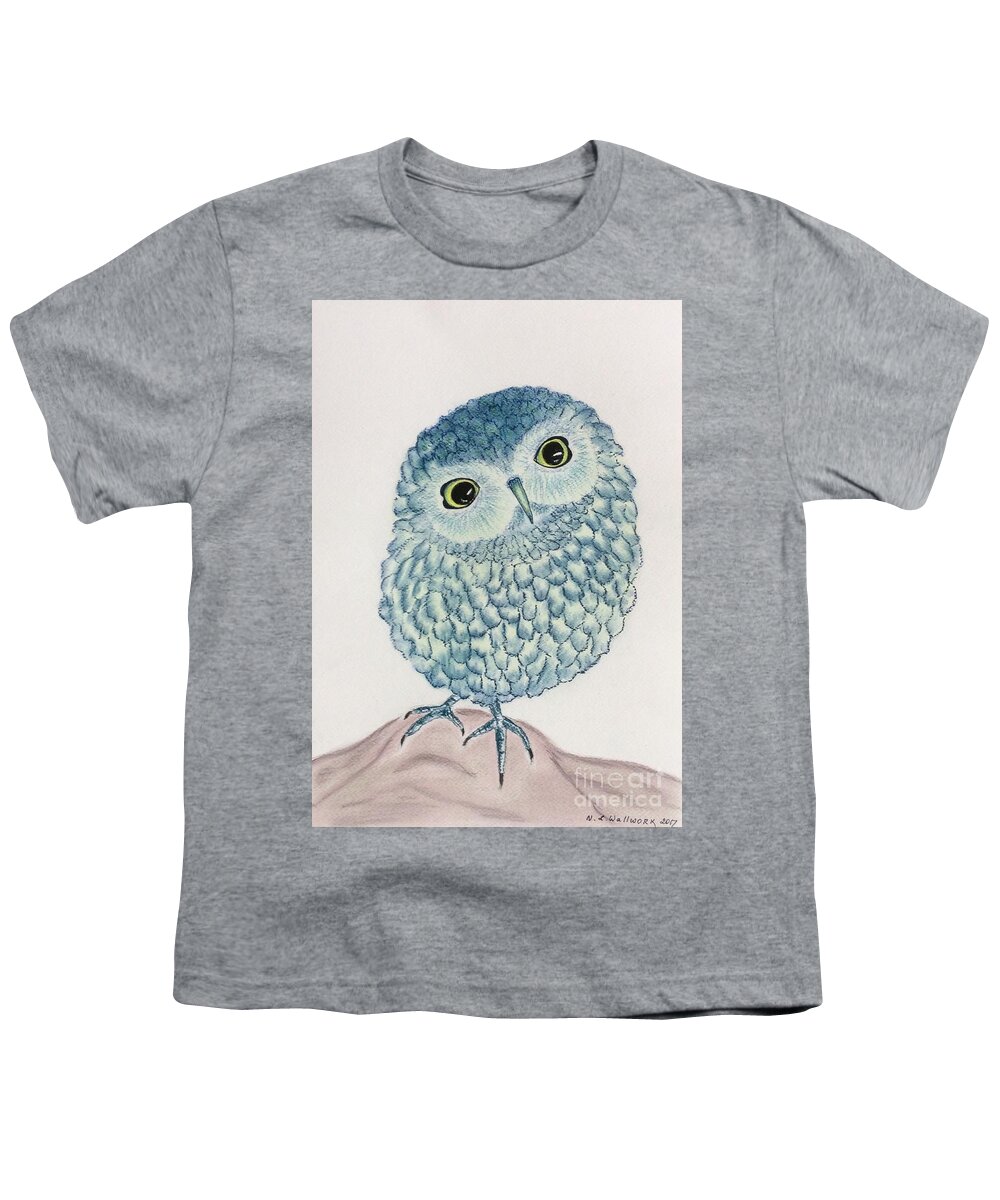 Owl Youth T-Shirt featuring the pastel Baby owl by Natalia Wallwork