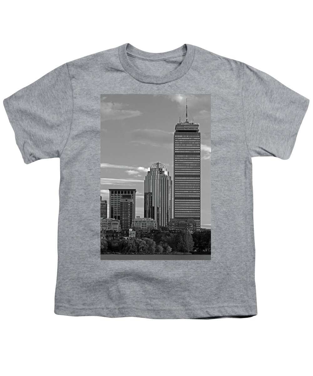 B&w Boston Prudential Center Youth T-Shirt featuring the photograph Black And White Boston Prudential Center by Juergen Roth