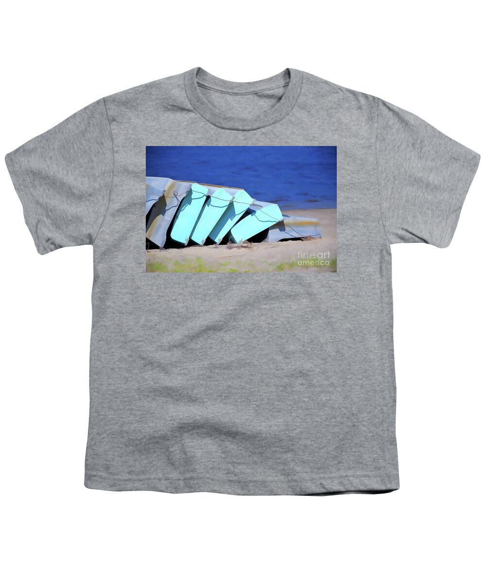 Boat-for-rent Youth T-Shirt featuring the painting Boat for rent 1 by Jeelan Clark