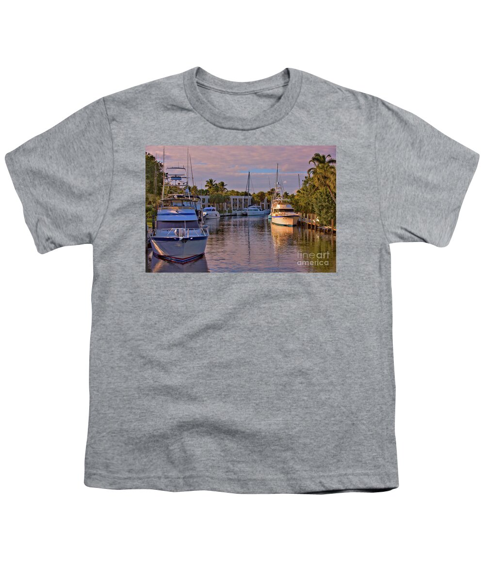 Canon Ef 70-200mm F/2.8l Is Ii Usm Youth T-Shirt featuring the photograph Boats in afternoon sun by Agnes Caruso
