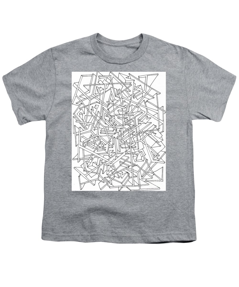Abstract Pen And Ink Drawing Youth T-Shirt featuring the drawing Building Blocks by Nancy Kane Chapman